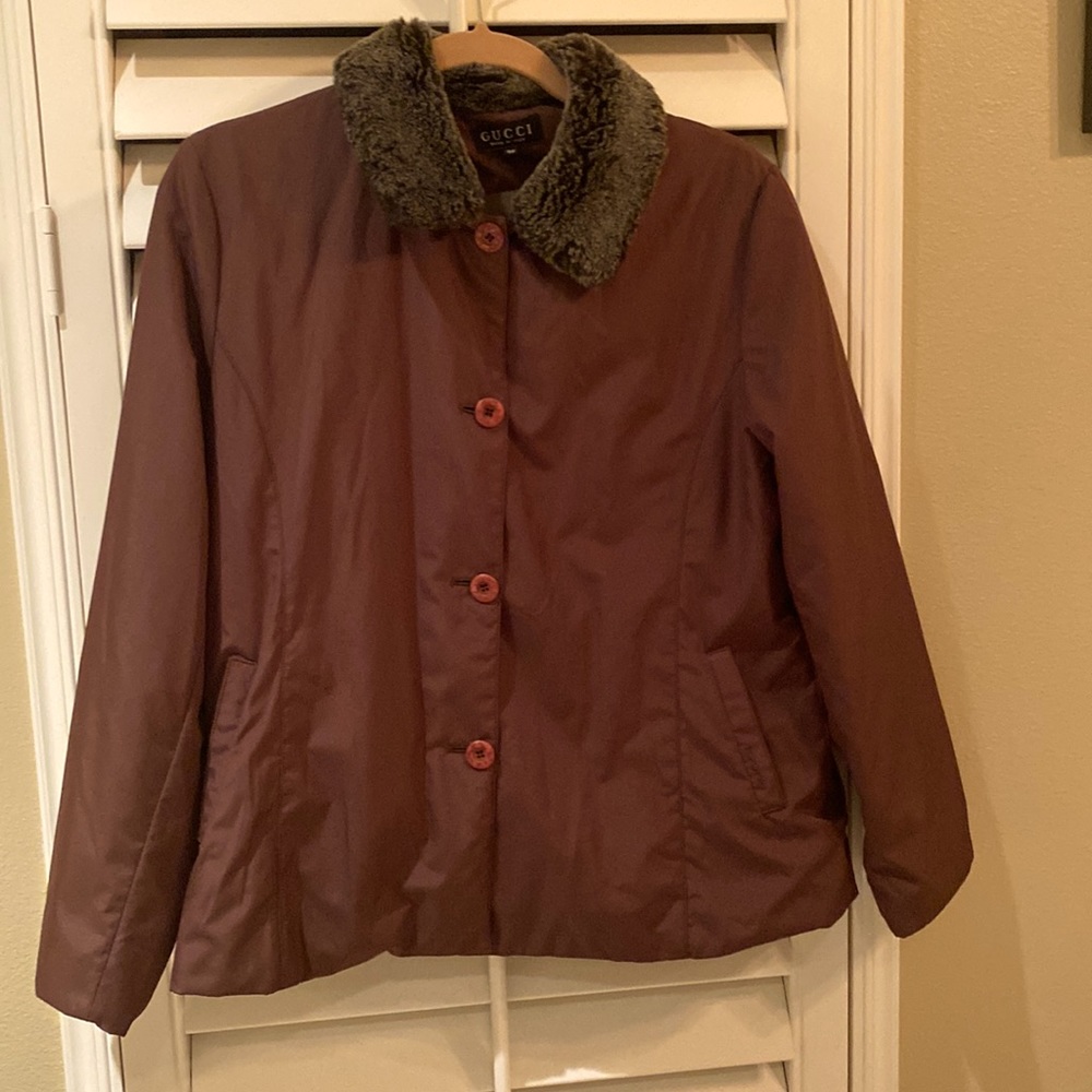 Gucci Fleece and Viscose Fall Rain Jacket 46 S